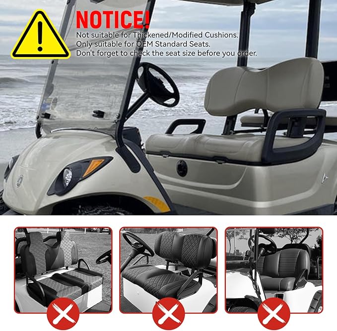Golf Cart Front Seat Covers for Yamaha G29/drive Drive 2 2007+, Durable Polyester Fabric Yamaha G29 Seat Covers, Breathable Washable