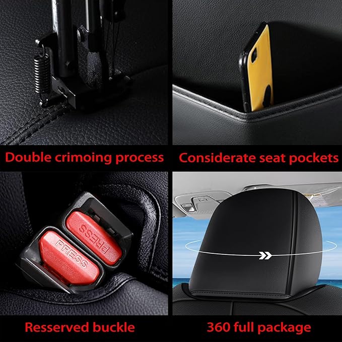 AOMSAZTO Custom Fit Seat Covers for Jeep Wrangler: 2013 2014 2015 2016 2017 4-Door Breathable Car Seats Covers Full Set Black