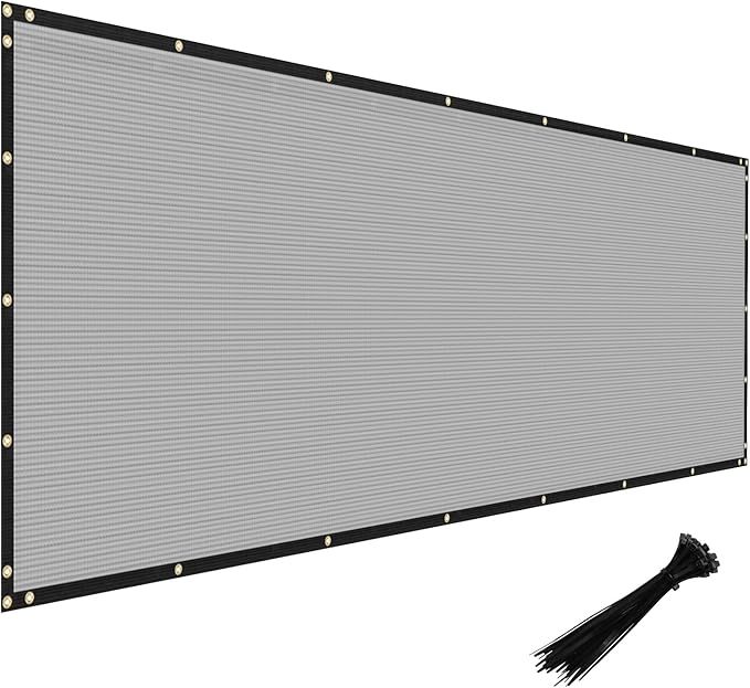 Windscreen4less Privacy Fence Screen Heavy Duty Windscreen Fencing Mesh Fabric Shade Net Cover with Brass Grommtes for Outdoor Wall Garden Yard Pool Deck, 8'x231' Light Gray