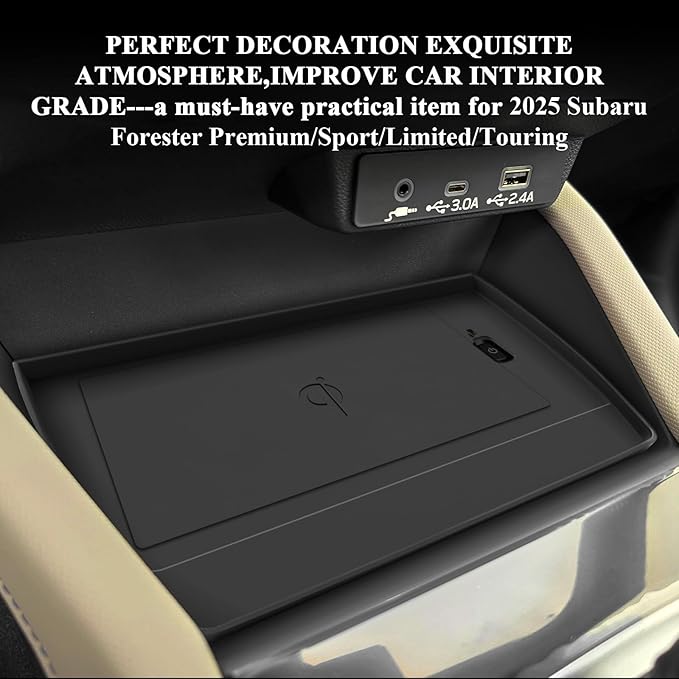 BIBIBO for 2026 Subaru Forester Charging Mat for 2026 Subaru Forester(Premium/Sport/Limited/Wilderness/Touring) Center Console 2026 Forester Insert Charging Mat 2026 Forester Accessories