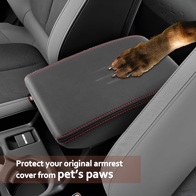 SKTU 2025 2026 Forester Center Console Cover for 2025 2026 Subaru Forester (Base/Premium/Sport/Limited/Touring) Armrest Cover Subaru Forester 2025 2026 Accessories Console Cushion (Red Line)