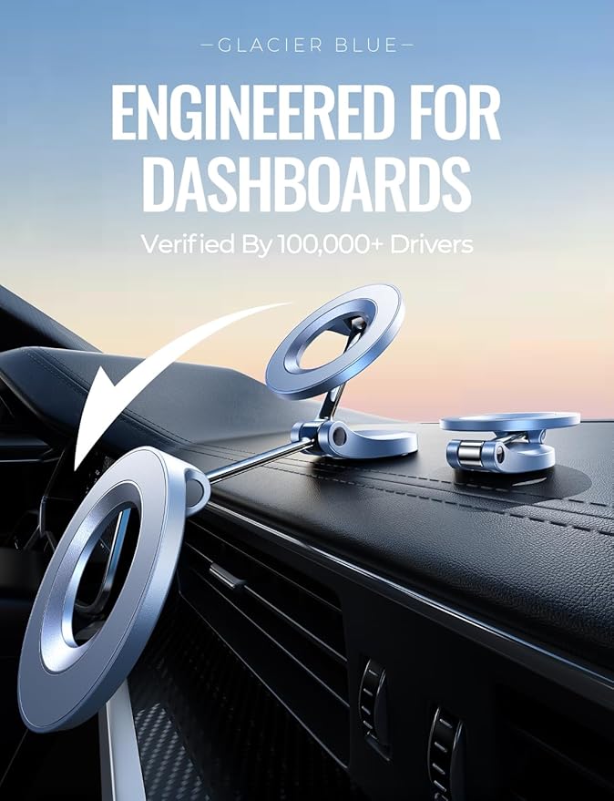 LISEN for iPhone MagSafe Car Mount [24 Strong Magnets] 360 Degrees Ultra Magnetic Phone Holder for Car Dashboard, Universal Car Phone Mount Magsafe Accessories for iPhone17 Pro Max Air 16 15 14, Blue