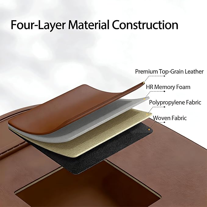 2 Pack Universal Foldable Car Backseat Organizer with Table Tray, Car Seat Back Protector with Touch Screen Phone Holder, Premium Leather Kick Mats with Storage Pockets Tissue Holder (Brown)