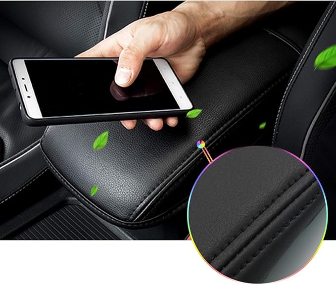 SKTU Auto Central Console Armrest Rest Pad Fit for 2018 2019 2020 Volkswage VW Ti-guan MK2 Seat Box Cover Protector Automotive Car Center Console Soft Cushion (Black Line)