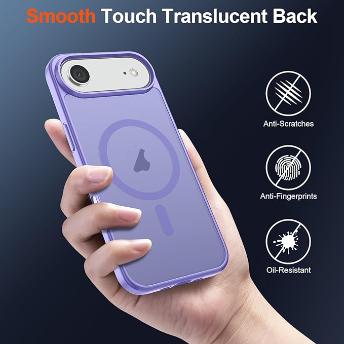 SUPFINE Magnetic for iPhone Air Case (Compatible with MagSafe)(Military Grade Drop Protection) Slim Translucent Matte Shockproof with Anti-Fingerprint Phone Cover for 17 Air,Purple