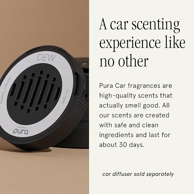 Pura Car Scent Refill - Fragrance for Pura Car Diffuser - Clean & Safe Luxury Diffuser Scent - Long-Lasting Fragrance for 30 Days of Aroma - Dew