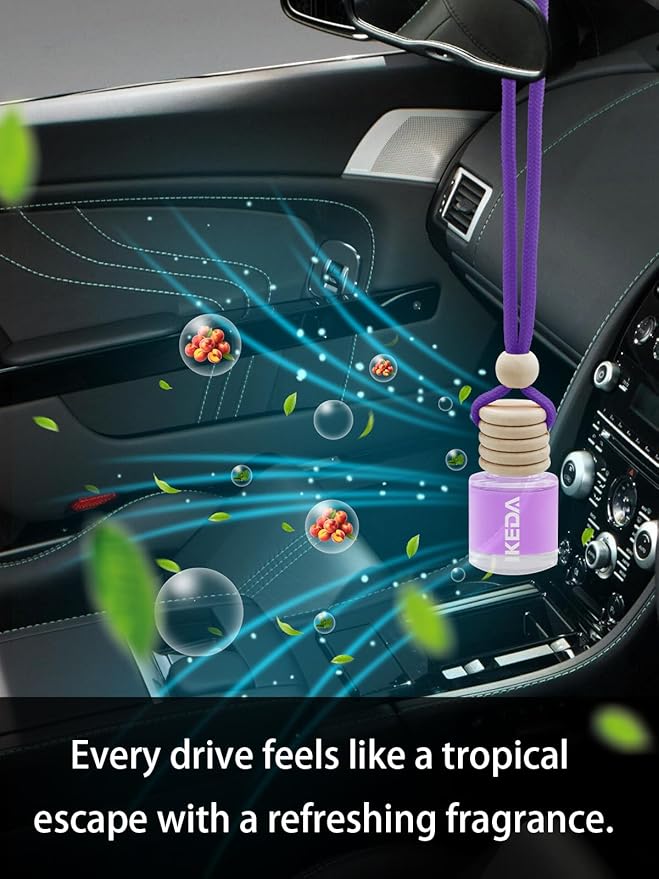 Ikeda Car Air Freshener: Hanging Car Smell Air Freshener | 10ml Hanging Car Perfume | Long Lasting Fragrance | Strong Scents Diffuser for Auto Home (Peach|Circular)