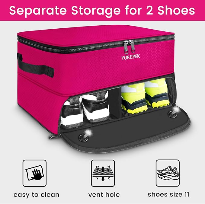YOREPEK 2 Layer Golf Trunk Organizer, Golf Gifts for Men with Separate Ventilated Compartment for 2 Pair Shoes, Waterproof Car Trunk Locker for Balls, Tees, Clothes, Gloves, Gifts for Golfers