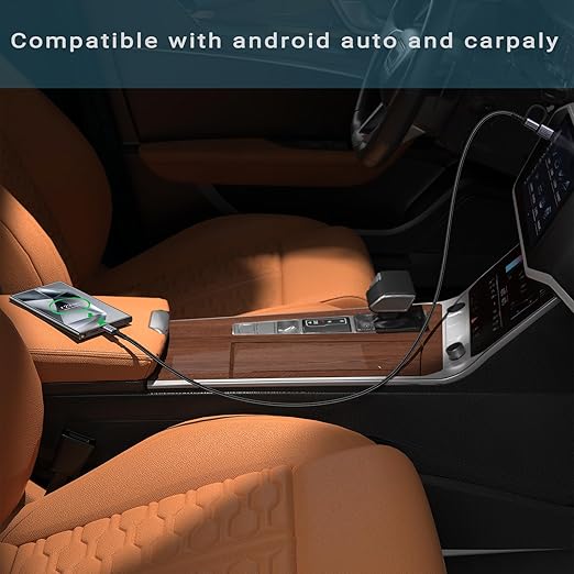 Android Auto USB C Cable 2-in-1 [1.5ft, 2Pack] 240W Max USB 3.1 Gen 2 Fast Charging CarPlay Cable, Compatible with iPhone 16 15 Pro Max, Galaxy S23 S22 Ultra Note 20, SSD