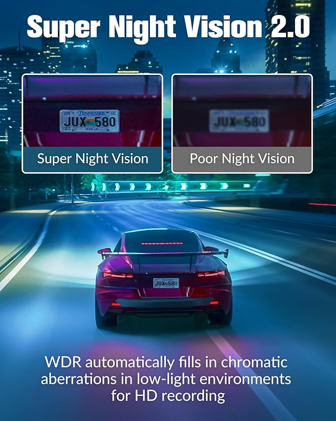 3 Channel Dash Cam,4K+1080P Dash Cam Front and Rear Inside, Dash Camera for Cars, Triple Car Camera with 32GB Card,Built-in G-Sensor, 2’’ IPS Display Car Camera,Loop Recording,24Hr Parking