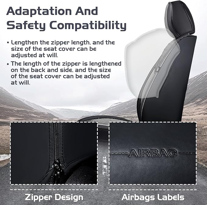 Truck Seat Covers for Chevy Silverado 3500 2007-2026, Waterproof Premium Leather Full Coverage Car Seat Cover, Muscle Sport Style Auto Interior Seat Cover Sets (Front Set/Black Gray)