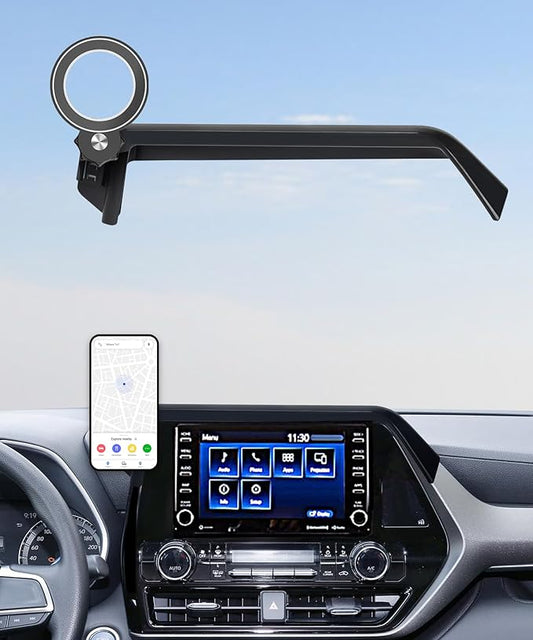 Car Phone Holder for 2020-2025 Toyota Highlander Accessories Apply to 8 Inch Touch Screen Fixed Clip Magnetic Cell Phone Mount Hands-Free 360 Degree Rotation