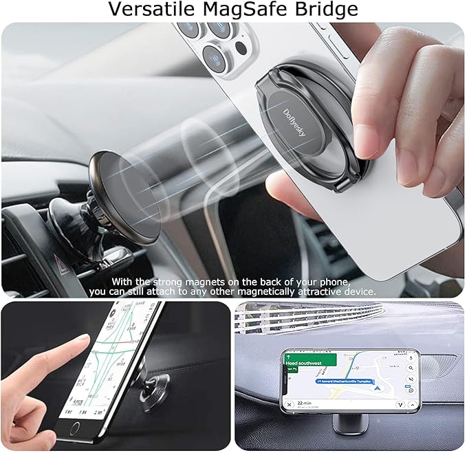 Doflyesky Magnetic Phone Ring Holder with Magsafe, Double Adjustable Gym Finger Ring Grip, Removable Phone Grip, for iPhone, iPad and Smartphones, Compatible with Magnetic Car Mount (Colorful)