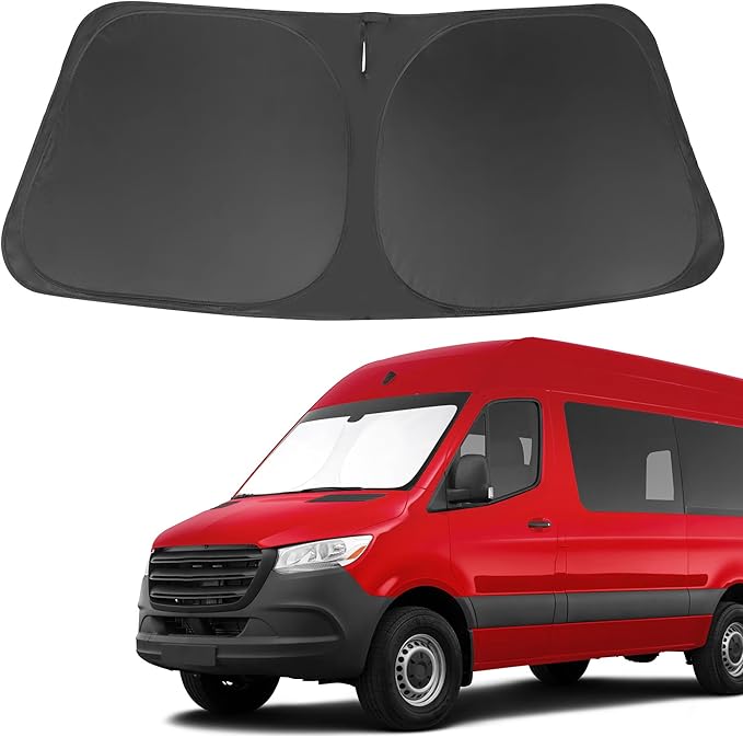 Windshield Sun Shade Foldable Sun Visor Protector Custom Fit 2007-2024 2025 2026 Mercedes Benz Sprinter Freightliner Cargo Crew Passenger Motorhome Accessories