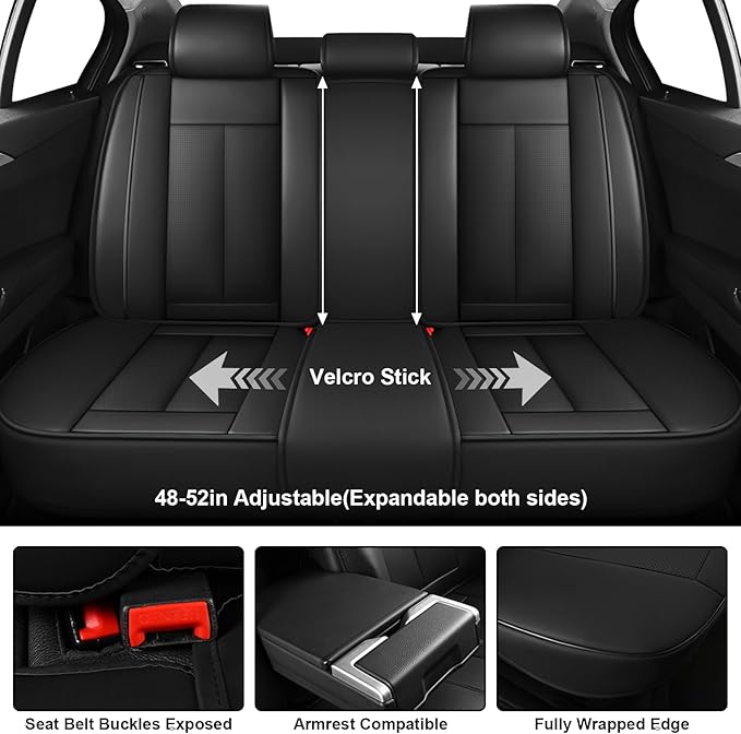 Fit for 98% of Mercedes Benz Car Seat Covers with Headrests, Premium Nappa Leather Seat Cover, Fully Wrapped Protect Modern Style Seat Cover (5-Seat Luxury, Classic Black)