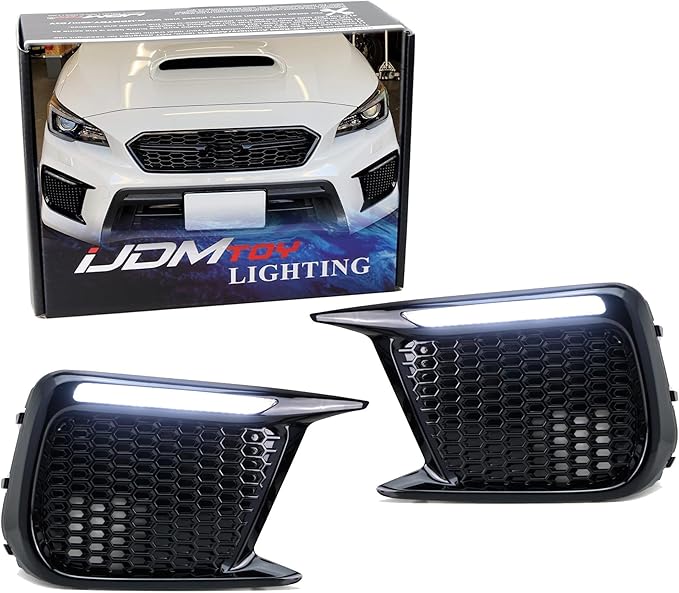 iJDMTOY White/Amber Dynamic Sequential Flash Switchback LED Daytime Running Lights Non-Fog Version Bezels Compatible with 2018-2021 Subaru WRX/WRX STI