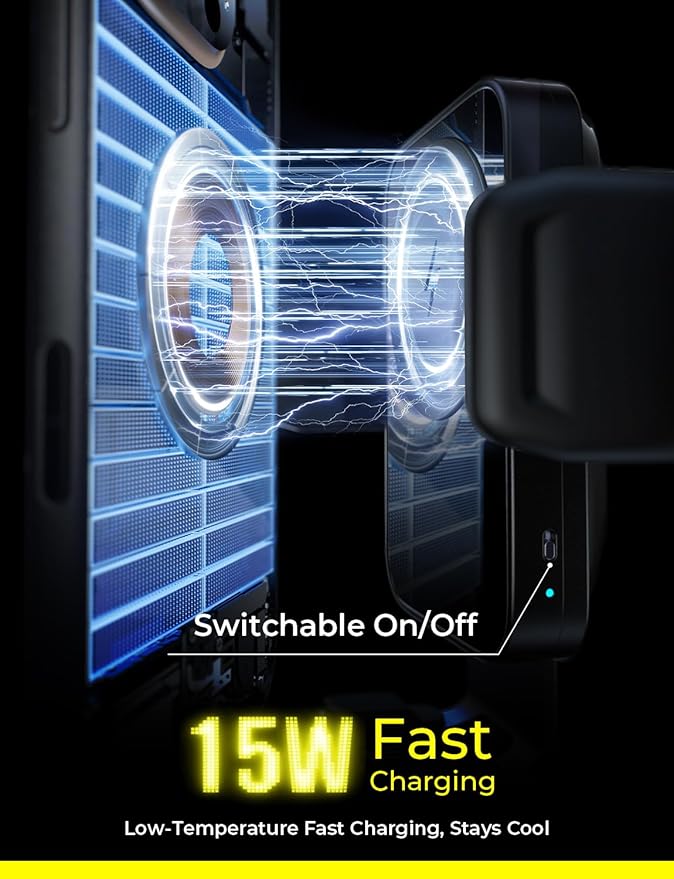 LISEN Wireless Car Charger, 15W Fast Charging Air Vent Phone Mount Car Phone Holder Charger [No Shake] Wireless Charging Mount for iPhone17 16 15 14 13 12Pro Max Samsung Galaxy Series All Smartphones