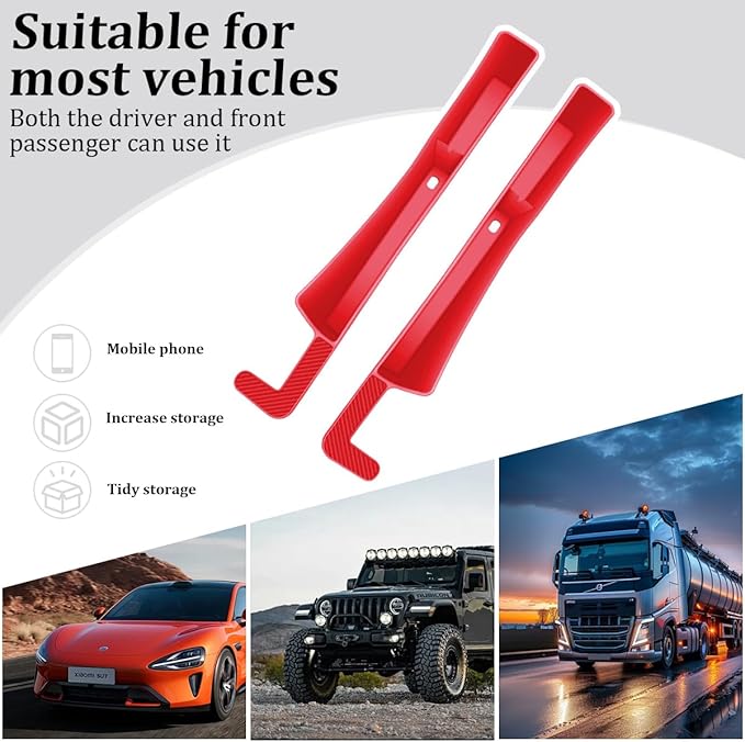 Car Seat Gap Filler, 2PCS Anti-Drop Multifunctional Vehicle Seat Side Space Organizer with 2 Storage Areas, Automotive Interior Chair Side Plug Strip, Universal for SUV Sedan Truck (Red)