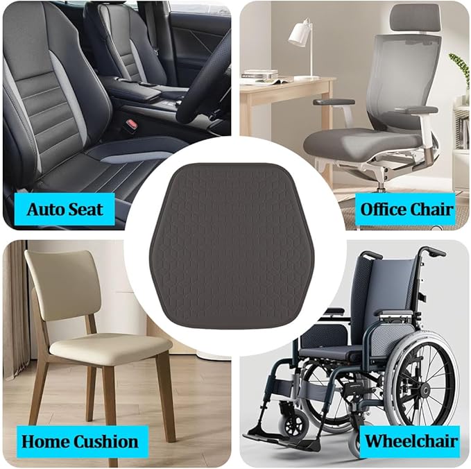 Gel Car Seat Cushion, Soft Cooling Honeycomb Non-Slip Vehicle Seat Bottom Mat for Long Sitting, Breathable Automotive Interior Chair Pad to Reduce Sweat, Universal for Truck SUV RV (Coffee)