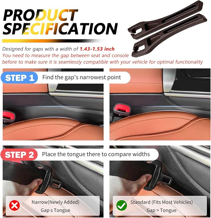 Junecarp 2PCS 2-in-1 Car Seat Gap Filler Organizer with Storage Slots,No Drop Car Gap Seat Filler for Storing Items,Universal in Between Cars Seats Catcher Cars Interior Accessories (Brown)
