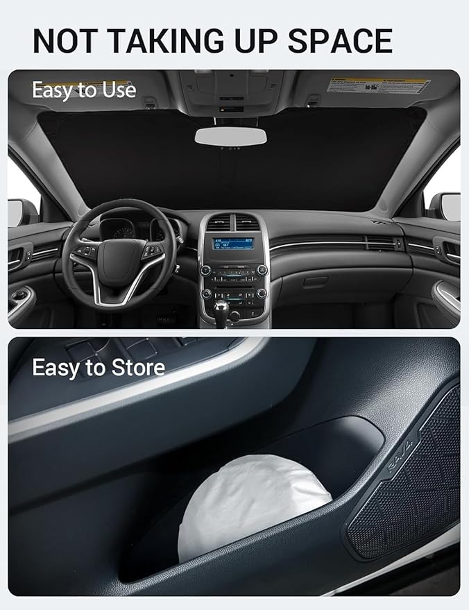 Proadsy 2026 Upgrade Windshield Sun Shade Custom Fit 2013-2015 Malibu Foldable Front Sunshade Protector Sun Visor Blocks UV Rays Keep Car Cooler