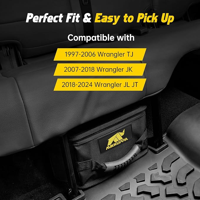 MIKKUPPA Under Seat Storage - Compatible with 2007-2024 Jeep Wrangler JK JL JLU Sports Rubicon Gladiator JT - Portable Rear Under Seat Storage Organizer Tool Kit