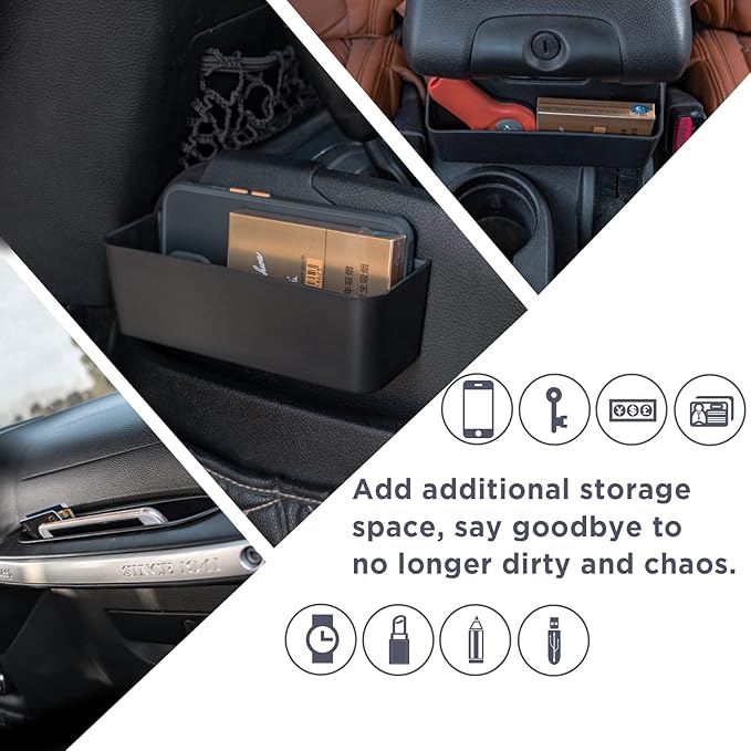 3PCS Gear Shift Console Side Tray Organizer, Center Console Hanging Storage Box, Passenger Side Co-Pilot Organizer Compatible with 2011-2018 Jeep Wrangler JK JKU Interior Accessories