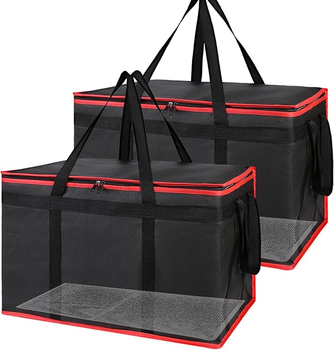 Bodaon Large 2-Pack Insulated Food Delivery Bag With Hard Bottom, XXXL Bags, Rideshare Delivery Bag, Grocery Shopping and Catering, Cold/Hot Styrofoam Carrier for Travel/Car
