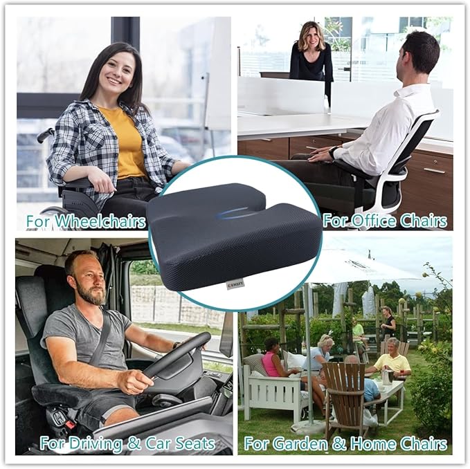 Memory Foam Seat Cushions Coccyx Pad Thicken Widen Strong Support and Comfort for Office Chairs, Car Seat, Dining Gaming Chairs, Wheelchairs.