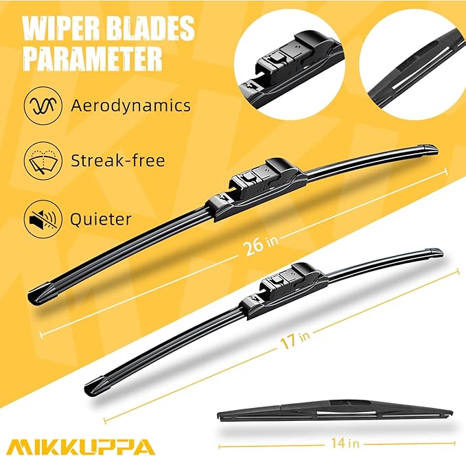 MIKKUPPA 26"+17"+14" Windshield Wiper Blades Replacement for 2019-2023 Subaru Forester, Top Lock Front & Rear All Season Wiper Blades Set(Pack of 3)