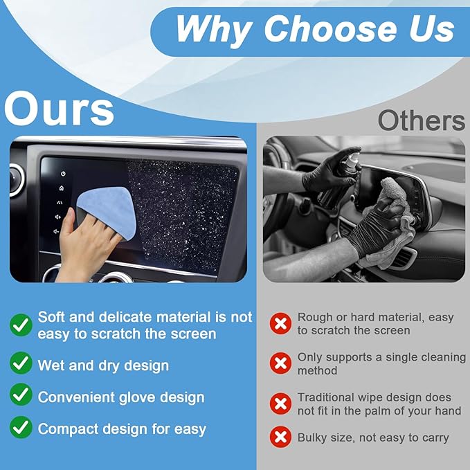 Car Screen Cleaner, 4.1''×4.1'' Microfiber Dashboard Wipes, Square Microfiber Cloth, Car Display Wipes,Vehicle Screen Cleaner Tool universal for Car Dashboard Car Display Car Interior Tools (Blue)