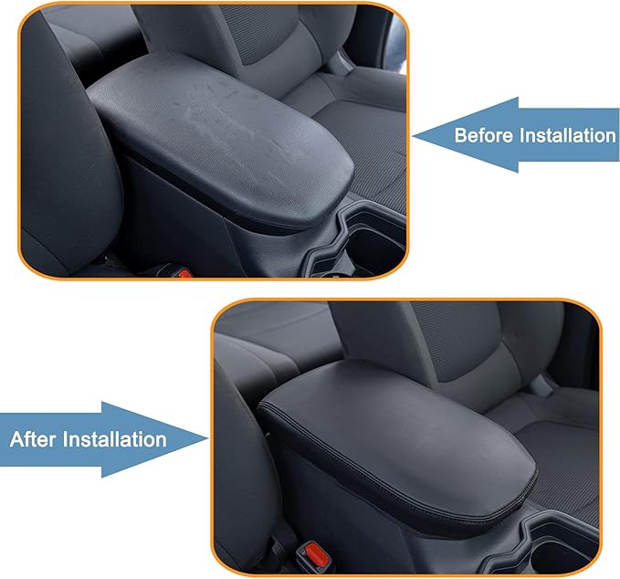 JDMCAR Center Console Armrest Cover for 2025 Toyota RAV4 Accessories 2024 2023 2022 2021 2020 2019 Leather Middle Console Lid Cover Pad Protector Elbow Arm Rest Covering Car-(Black)