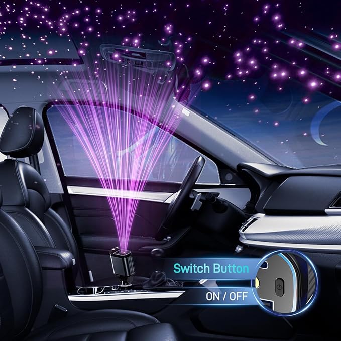4 in 1 Retractable Car Charger with Starry Light,69W Cigarette Lighter Charger,USB C Fast Car Charger for iPhone 17 Pro Max 16 15 14 13 12 11 (Lightning+USB-C & PurpleLight)