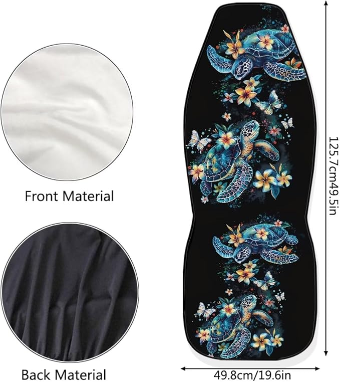 Car Seat Cover Set of 2 Car Seat Covers,Breathable Soft Bucket Seats High Back Seats Protector Cushion Universal Fit Most Vehicle Interior Set(Blue Sea Turtle with Fresh Flowers 51)