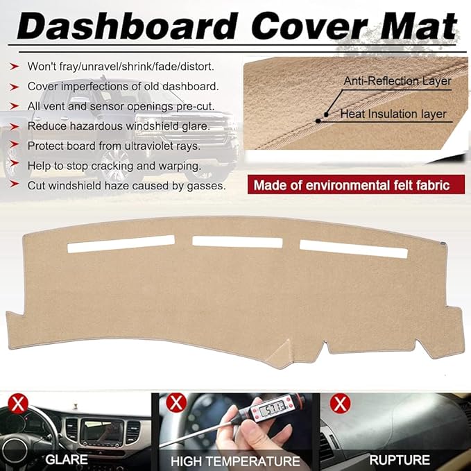 Dashboard Cover for Chevrolet Silverado 1500 2500 3500 1999-2006 Avalanche Chevy Tahoe Suburban GMC Sierra Yukon Dash Cover Mat(Premium Carpet, Beige)