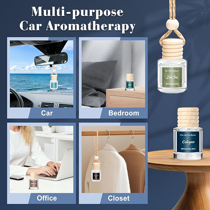 Premium Car Air Freshener, 6 Pack Deep Luxury Scent Essential Oil Diffuser, Long Lasting Fragrance Interior Decor Unisex,Hanging Aroma Diffuser Executive Business Car Accessories Mens Gifts