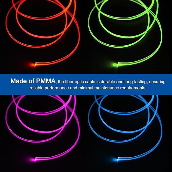 MECCANIXITY Fiber Optic Cable Car Side Glow LED Illumination Crystal Cables Car Atmosphere Neon Cold Lights 2 Meters 3mmx6mm
