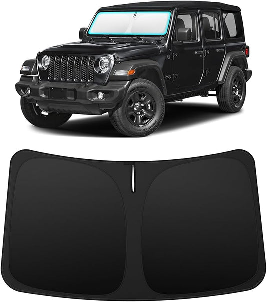 INSAUTO Custom Fit Windshield Sun Shade Accessories for Jeep Wrangler JL 2018-2026, Foldable Front Window Sunshade, UV & Heat Reflector, Keeps Interior Cool, Includes Storage Bag