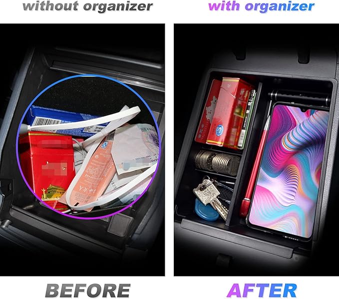 SXCY 2023 2024 Tucson Center Console Organizer Tray for 2022-2024 Tucson NX4 Limited / 2022 2023 2024 Santa Cruz Accessories 2024 Tucson Console Organizer Armrest Console Insert Box (White Mats)