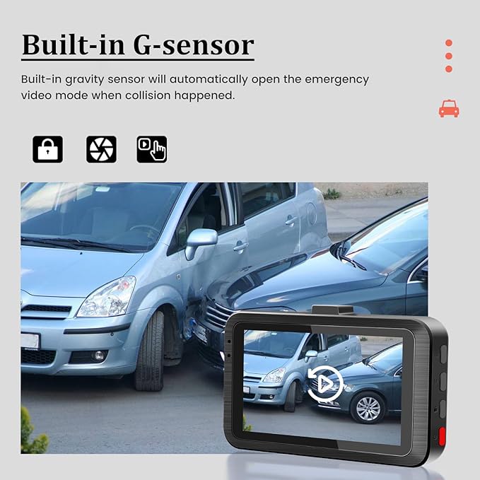 Dash Camera for Car - 3 Inch 1080P IPS Touchscreen Car Camera - G-Sensor/Loop Recording / 24H Parking Monitor / 150° Wide Angle/Night Vision/Exposure Compensation/Support TF Card