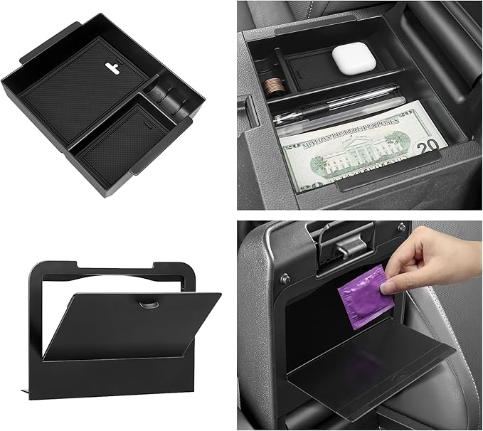 Hellet 2PCS Center Console Organizer Compatible with Toyota 2025 2026 4Runner Interior Accessories Storage Box Organizer Tray Hidden Storage Box