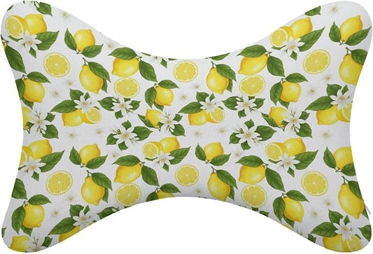 Car Neck Pillows Bone Shape 2 Pack Headrest Fit for Cars Pillow for Home and Office Chair Nap/Neck Pain Relief, Compatible with Yellow Lemon