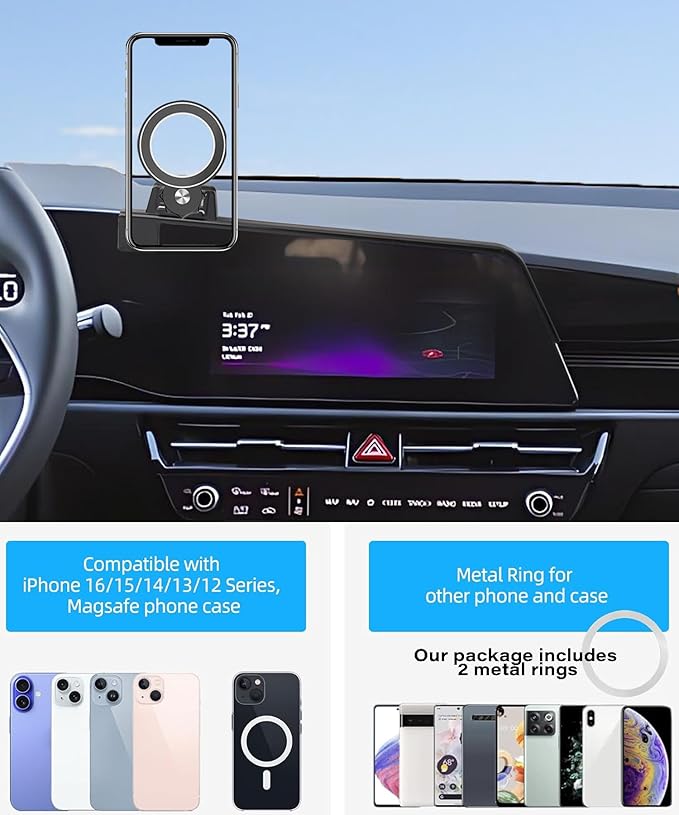 Car Phone Holder for 2023 2024 2025 Kia NIRO/NIRO EV/NIRO Hybrid Accessories Apply to 10.25 Inch Touch Screen Fixed Clip Magnetic Cell Phone Mount Hands-Free 360 Degree Rotation