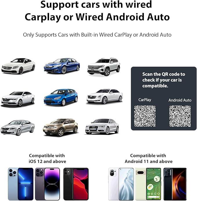 Sunweyer Wireless CarPlay & Android Auto Adapter 2 in 1 Auto Connect Box, Supports Online Updates Wired to Wireless for Cars Have Wired Carplay