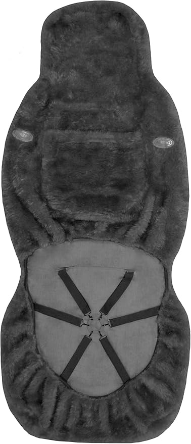 Eurow Australian Merino Sheepskin Car Seat Cover, Plush Universal Fit for Most Vehicles, Summer Cool & Winter Warm, Side Airbag Safe, Easy Installation, 56 x 23 Inches, Single Seat, Gray
