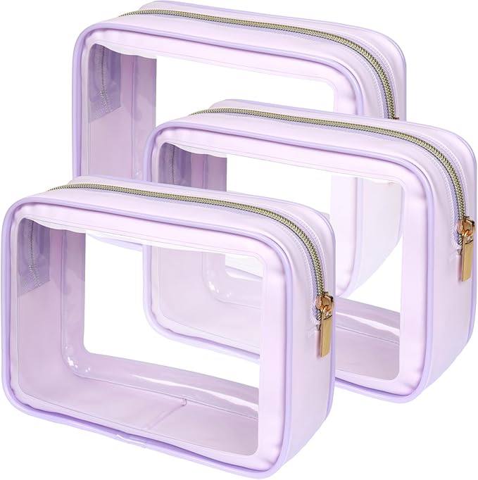 PACKISM Clear Makeup Bag - TSA Approved Toiletry Bag for Carry-on & Checked Luggage, Water Resistant Car Storage Organizer with Reinforced Seams