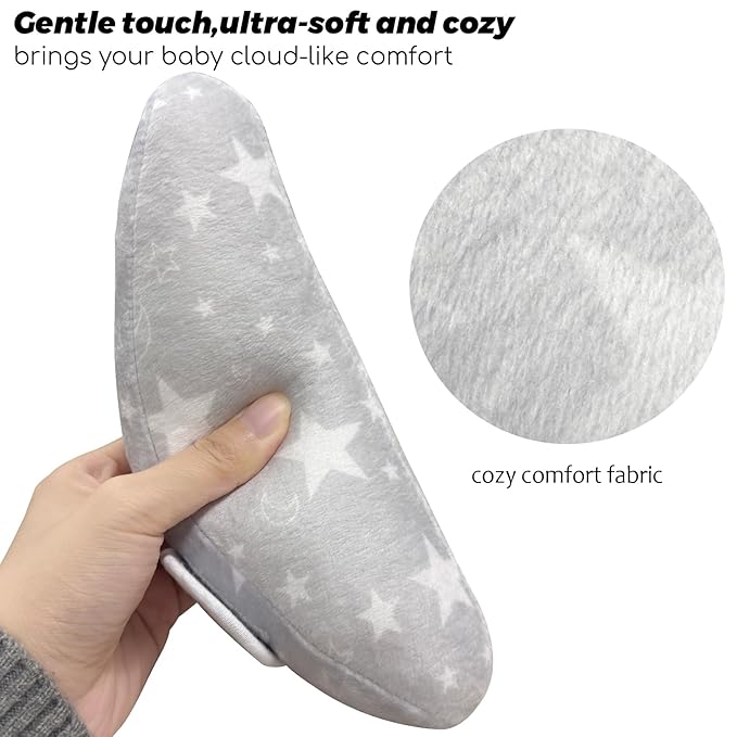 Infant Travel Pillow, Adjustable Baby Head Neck Support Cushion for Car Seat and Stroller - Comfortable and Lightweight Baby Travel Pillow, with Moon and Star Pattern