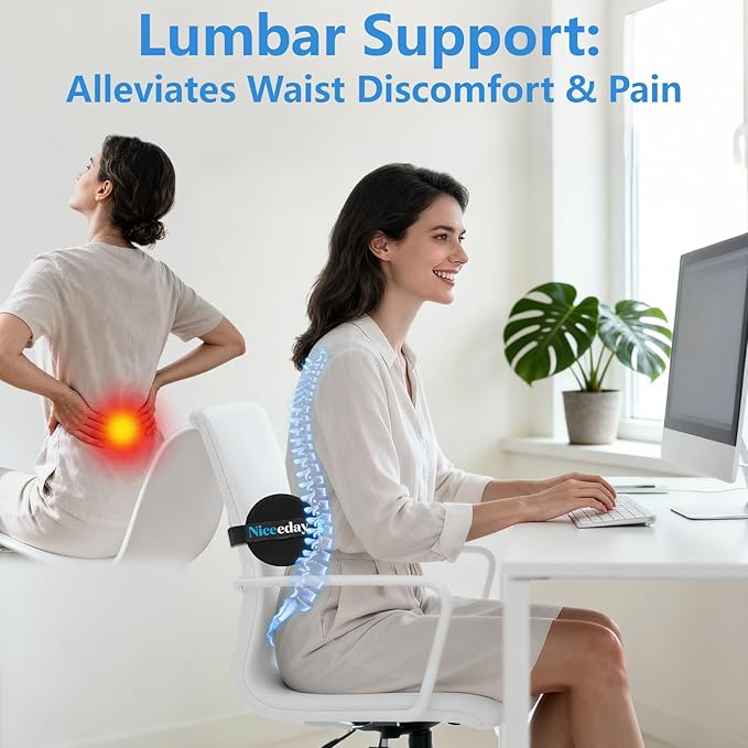 Lumbar Roll 2 Pack, Upgrated Soft & Firm Density with Non Slip Adjustable Straps, Low Back Lumbar Support for Office Chair & Car Seat Back Support Cushion, Lumbar Support for Car Seats, Desk Chair
