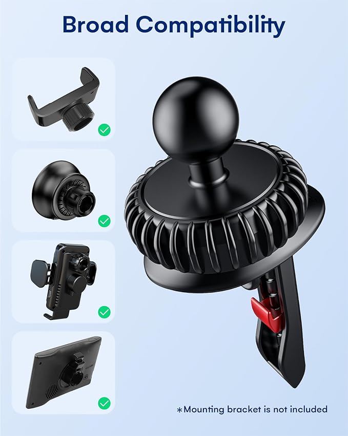 ZEEHOO Car Mount Vent Clip Replacement, Universal Air Vent Clip [0.67in(17 mm) Ball Joint] for Wireless Car Charger&Car Phone Holder, Vent Ball Mount for Garmin Nuvi Serie 3.5-7" Sat Nav