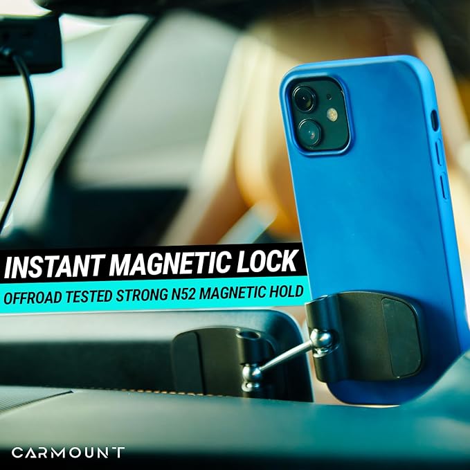 CARMOUNT F2 Adjustable Car Mount | 2.0 Magnetic Phone Mount, Dashboard Phone Holder for Car, 6X N52 Magnets, 360° Rotation & Tilt, Universal Dash Mount for All Cell Phones